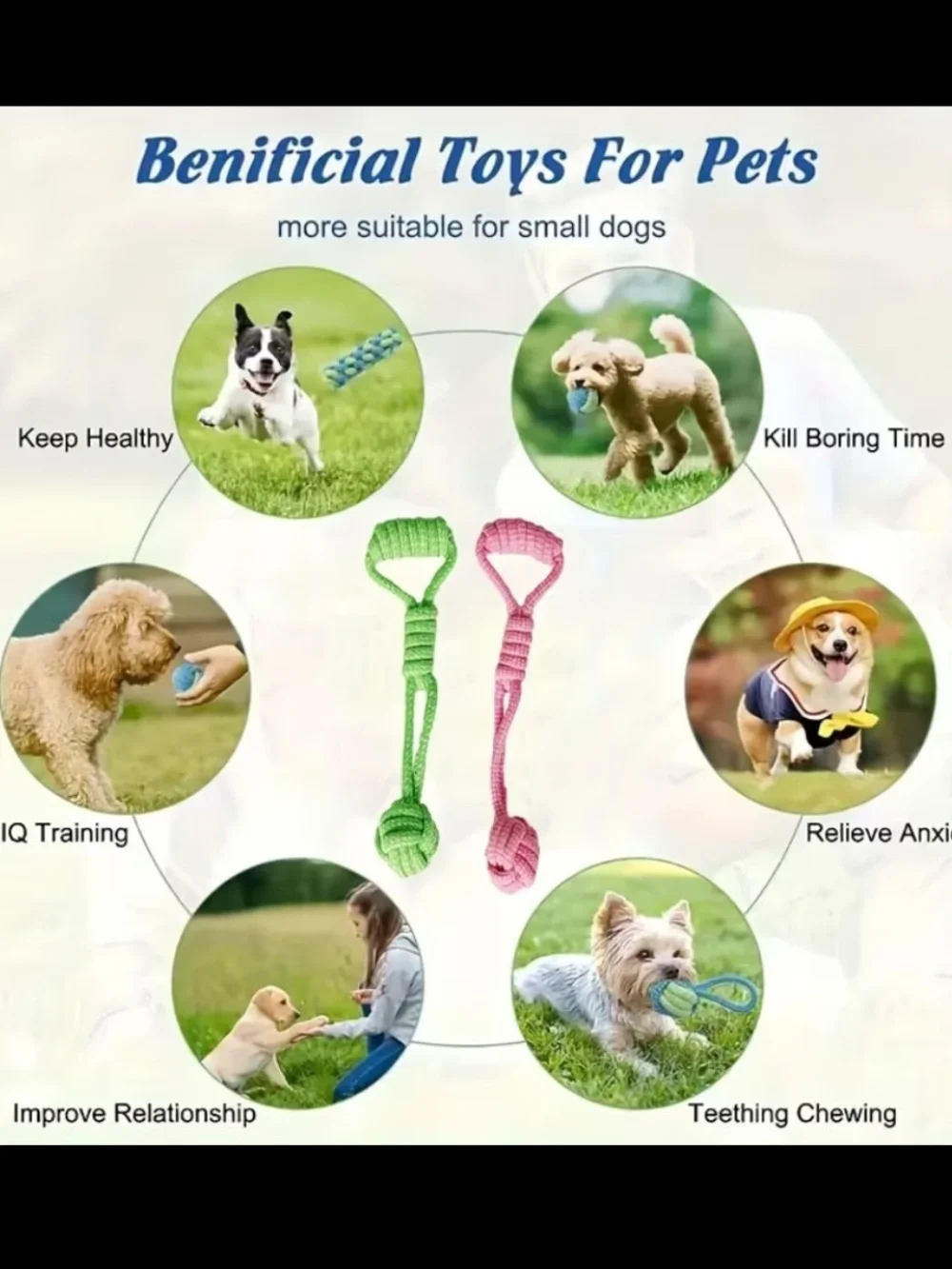 Durable Medium Rope Ball Tug Toy for Dogs -Choose Pink or Blue